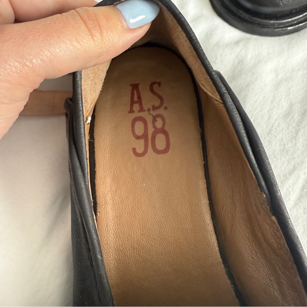 A.S. 98 Thaine Loafers Size 40 US 9-9.5 Black Leather Buckle Statement - Picture 5 of 8